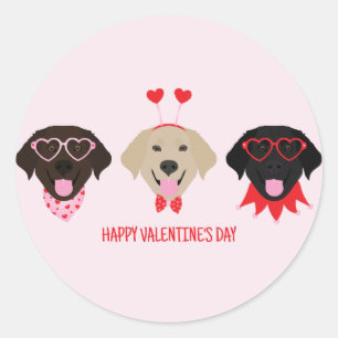 Happy Valentines Day Labrador Retriever Dogs Classic Round Sticker