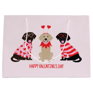 Happy Valentines Day Labrador Retriever Dogs Large Gift Bag
