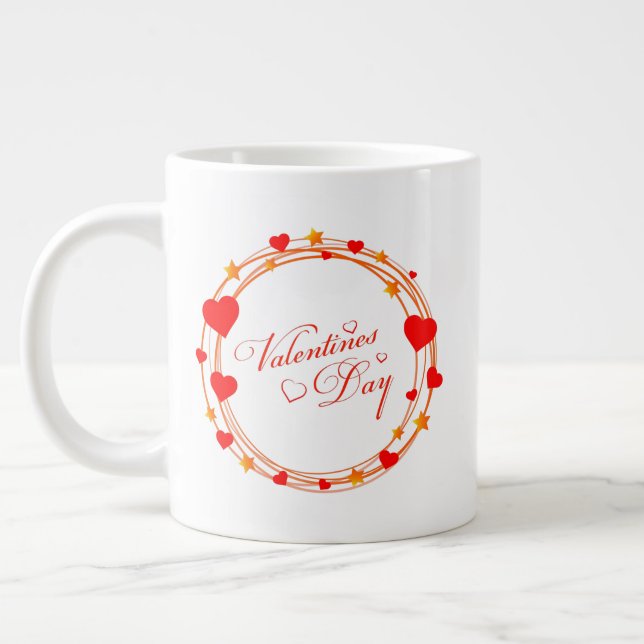 Happy Valentine's Day Large Coffee Mug (Left)