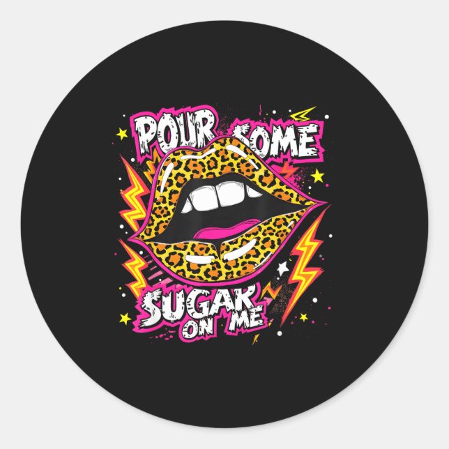 Happy Valentine's Day Leopard Lips Ur Some Sugar A Classic Round Sticker (Front)