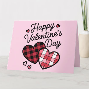 Happy Valentines Day Leopard Plaid Love Heart  Card