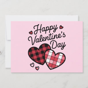 Happy Valentines Day Leopard Plaid Love Heart  Holiday Card