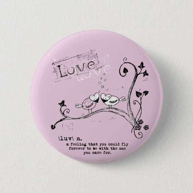 Happy Valentine's Day, Little Bird 2 Inch Round Button (Front)