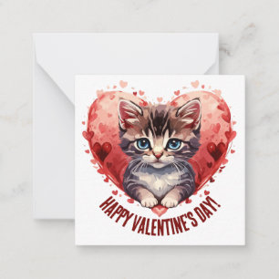 Happy Valentine's Day Little Kitten with Heart Card