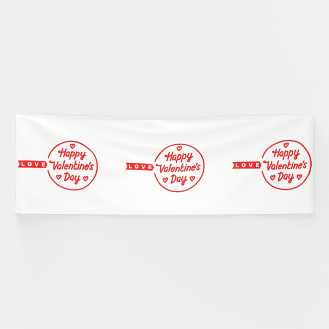 Happy Valentine's Day Love 4x12 Vinyl Banner (Horizontal)
