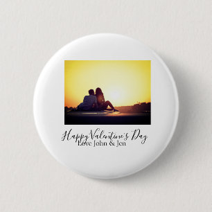 Happy Valentine's day love add name photo simple g 2 Inch Round Button