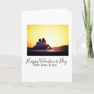 Happy Valentine's day love add name photo simple g Card