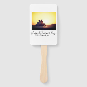 Happy Valentine's day love add name photo simple g Hand Fan