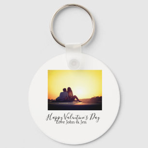 Happy Valentine's day love add name photo simple g Keychain