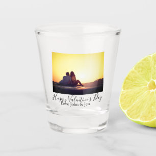 Happy Valentine's day love add name photo simple g Shot Glass