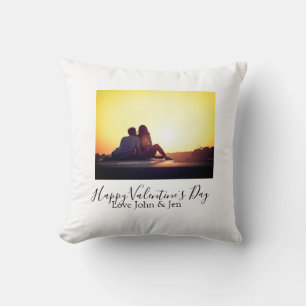 Happy Valentine's day love add name photo simple g Throw Pillow