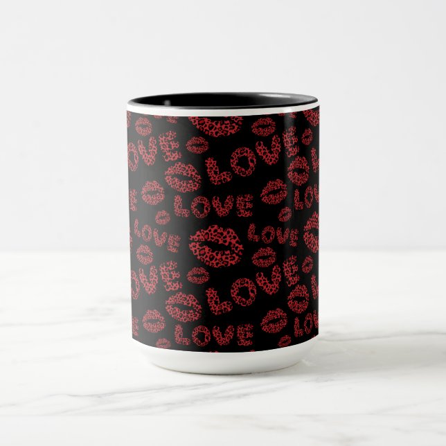 Happy Valentine's Day Love Elegant Red &Black Mug (Center)