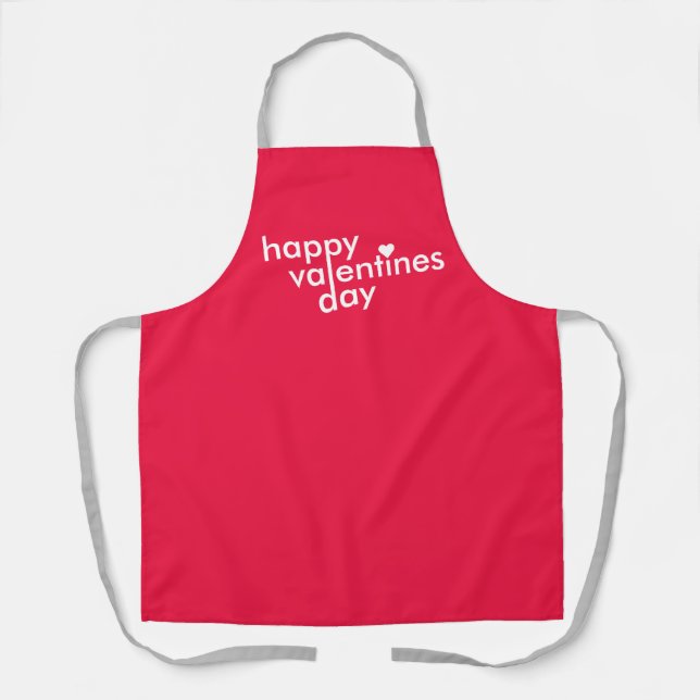Happy Valentine's Day | Love Heart Modern Trendy Apron (Front)