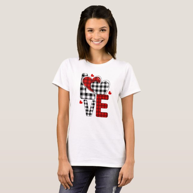 Happy Valentine's Day Love Heart Modern Trendy T-Shirt (Front Full)