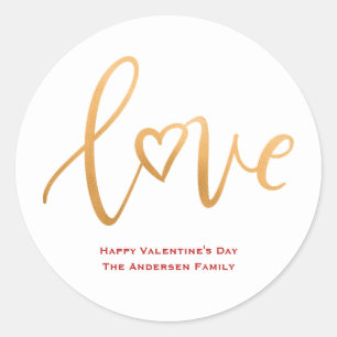 Happy Valentine's Day Love Script Holiday Classic Round Sticker