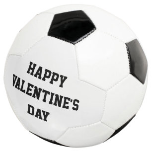 Happy Valentine's Day Love Soccer Ball Black White