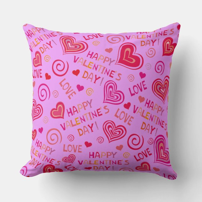 Happy Valentines Day Love Throw Pillow (Front)