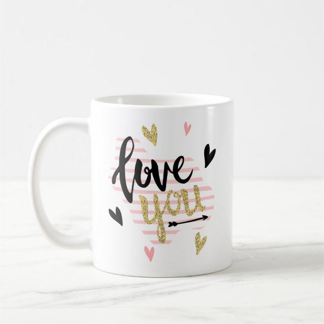 Happy Valentines Day | Love You Modern Cute Gift Coffee Mug (Left)