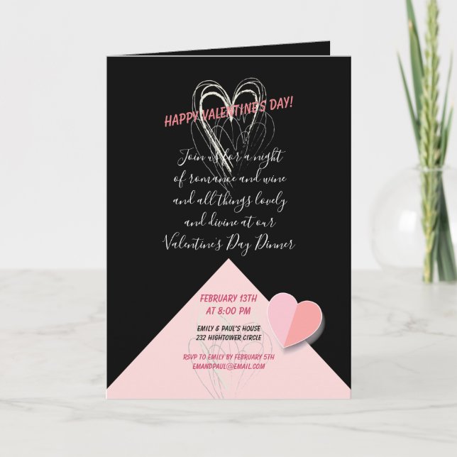 Happy Valentine's Day Lovely Elegant Invitation (Front)