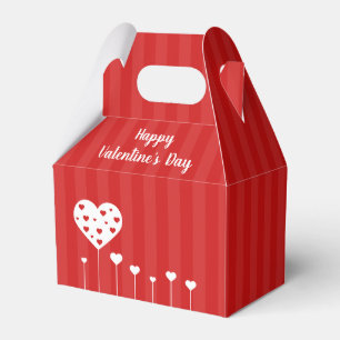 Happy Valentine's Day Lovely Red White Hearts Favor Box