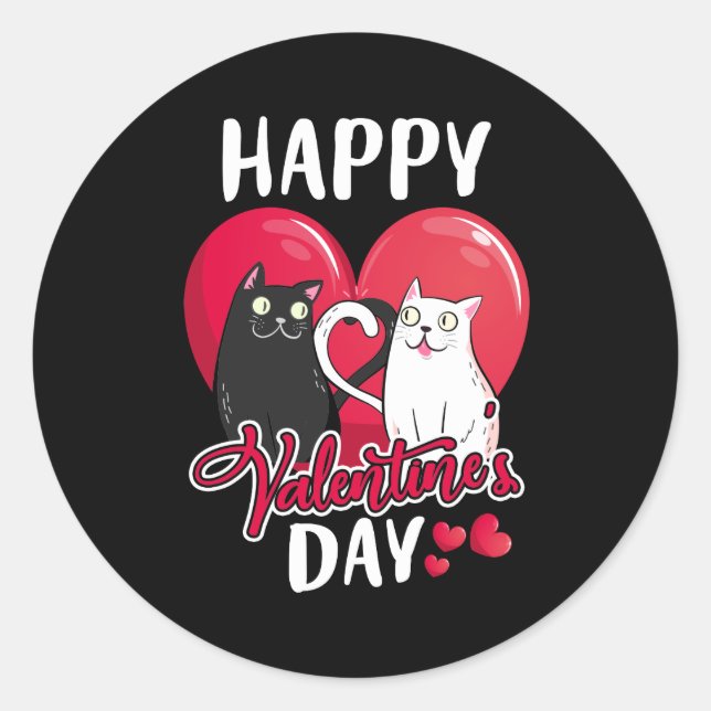 Happy Valentine's day Lovers of cats Gift Classic Round Sticker (Front)