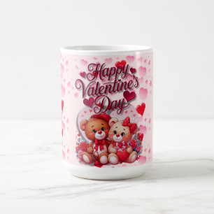 Happy Valentine's Day Loving Teddy Bear Couple Coffee Mug