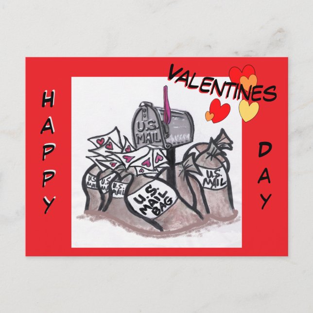 Happy Valentines Day Mail Cartoon Postcard (Front)