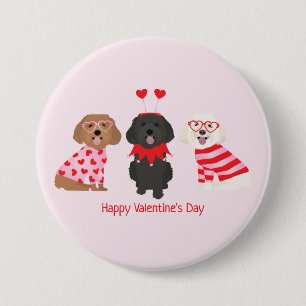 Happy Valentines Day Maltipoo Dogs 3 Inch Round Button