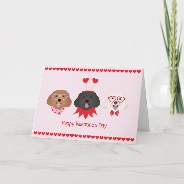 Happy Valentines Day Maltipoo Dogs Holiday Card (Front)