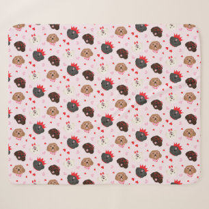 Happy Valentines Day Maltipoo Dogs Sherpa Blanket