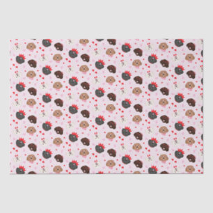 Happy Valentines Day Maltipoo Dogs Tissue Paper