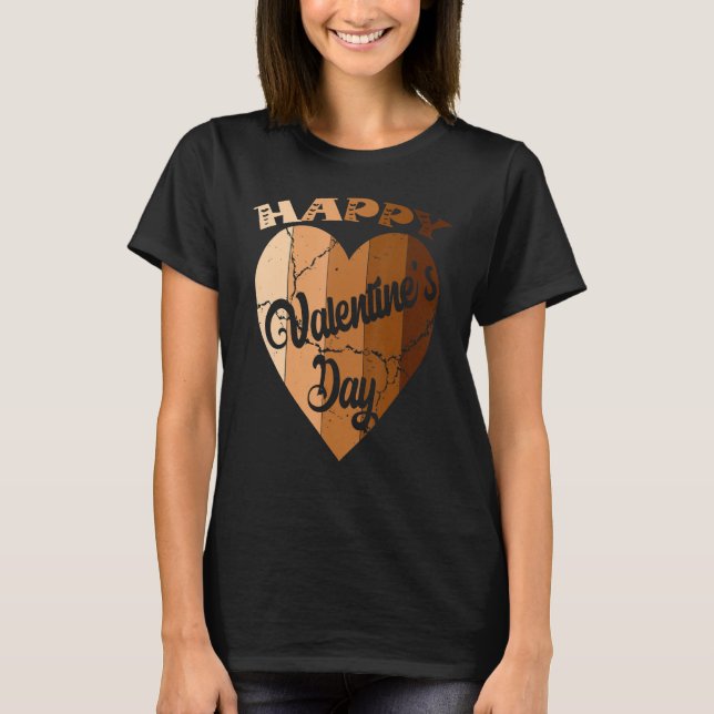 Happy Valentine's Day Melatonin Heart Black Histor T-Shirt (Front)