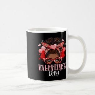 Happy Valentine's Day Messy Bun African American G Coffee Mug