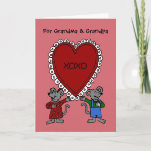 Happy Valentine's day mice for grandparents Holiday Card