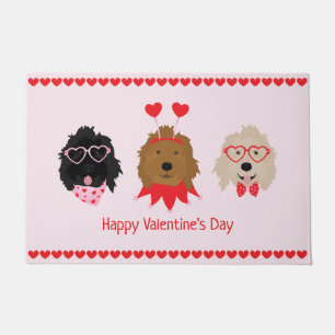 Happy Valentines Day Mini Goldendoodle Dogs Doormat