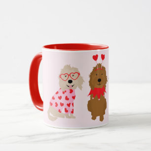 Happy Valentines Day Mini Goldendoodle Dogs Mug