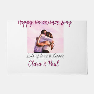 Happy Valentines day modern kisses love add name p Doormat