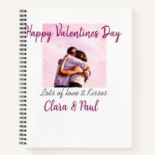 Happy Valentines day modern kisses love add name p Notebook