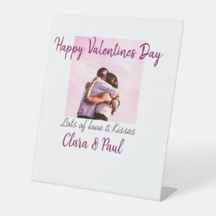 Happy Valentines day modern kisses love add name p Pedestal Sign