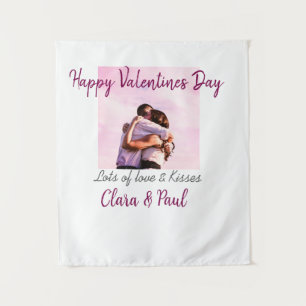 Happy Valentines day modern kisses love add name p Tapestry