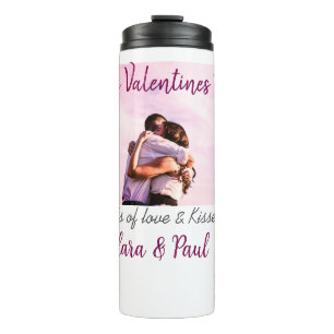 Happy Valentines day modern kisses love add name p Thermal Tumbler