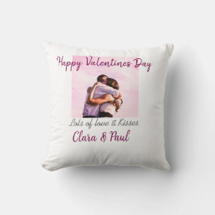 Happy Valentines day modern kisses love add name p Throw Pillow