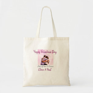 Happy Valentines day modern kisses love add name p Tote Bag