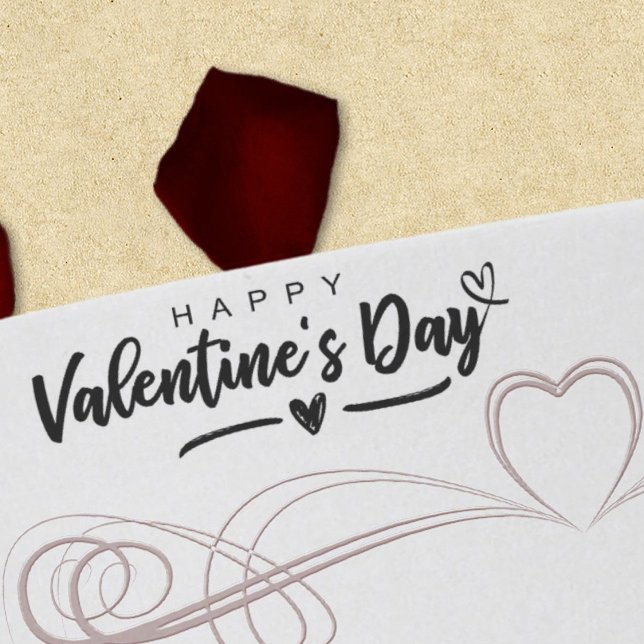 Happy Valentines Day Modern Script Scribbled Heart Self-inking Stamp (Creator Uploaded)