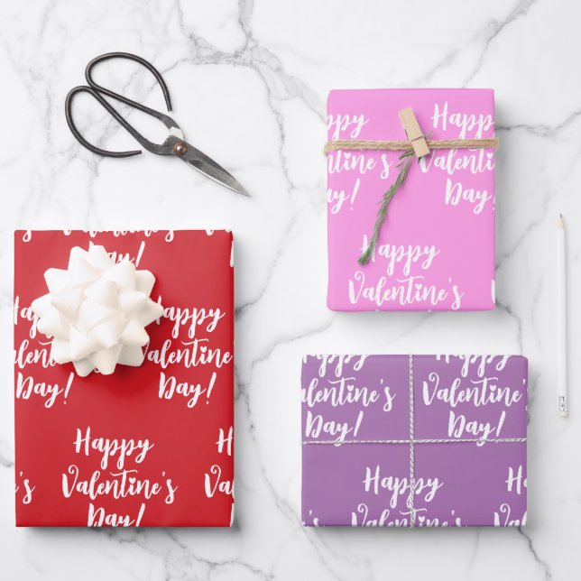 Happy Valentine's Day modern script typography Wrapping Paper Sheet (Front)