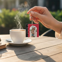 Happy Valentines day modern simple romantic photo Keychain