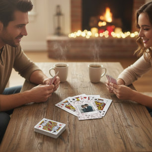 Happy Valentines Day Modern Stylish Romantic Photo Playing Cards