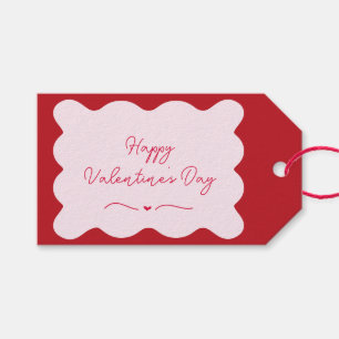 Happy Valentine's Day Modern Trendy Pink & Red  Gift Tags