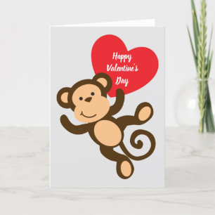 Happy Valentine's day monkey Folded Holiday Card