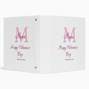 Happy valentine's day monogram pink name love girl binder